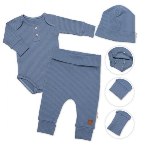 Rebrovaná rastúca súprava 3D Baby Boy Jeans