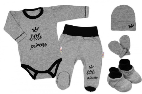 5-dielna súpravička do pôrodnice Little Princess Vel. 62 - šedá Baby Nellys