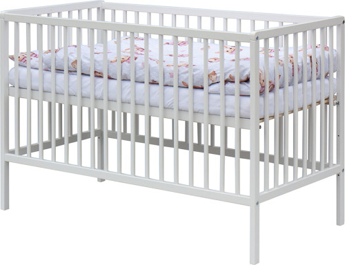 Detská postieľka s kompletnou výbavou biela 120 x 60 cm Zajačik ružový Scarlett