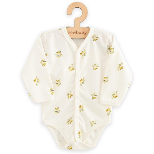Dojčenské celorozopínacie body s dlhým rukávom z organickej bavlny Olivy New Baby