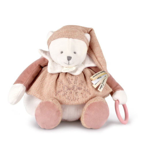 Darčeková sada Plyšový ľadový medvedík s krúžkom 30 cm ružový Doudou