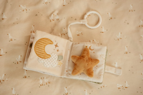 Závesná textilná knižka s aktivitami Newborn Naturals Little Dutch