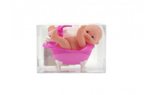 Bábätko vo vaničke guma/plast s fľaštičkou 10 cm