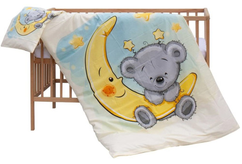 Detská postieľka prírodná s kompletnou výbavou 120 x 60 cm Mimas Scarlett