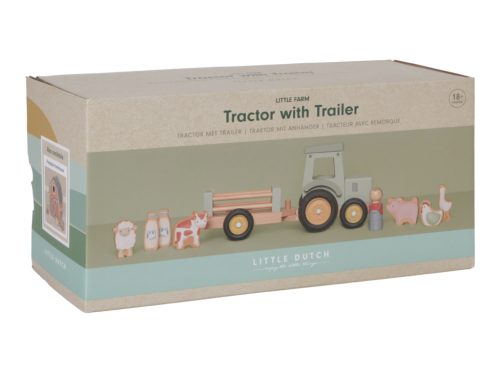 Traktor s prívesom drevený Farma Little Dutch