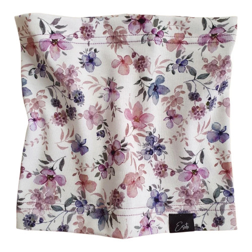 Bavlnený nákrčník Violet flowers smotanový Esito