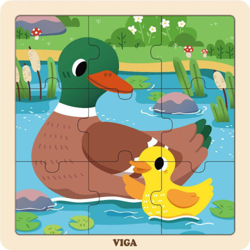 Drevené puzzle 9 dielikov Viga - kačica