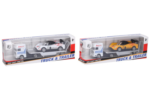 Auto nákladný ťahač so závodným autom 18,5 cm