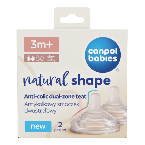 Cumlík na fľašu Natural Shape 3 m+ 2 ks Canpol babies