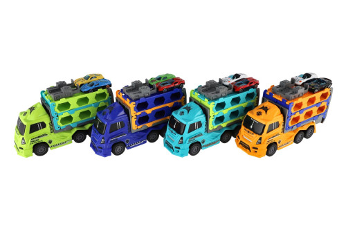 Auto kamión prepravník + auto 2 ks 22 cm na zotrvačník