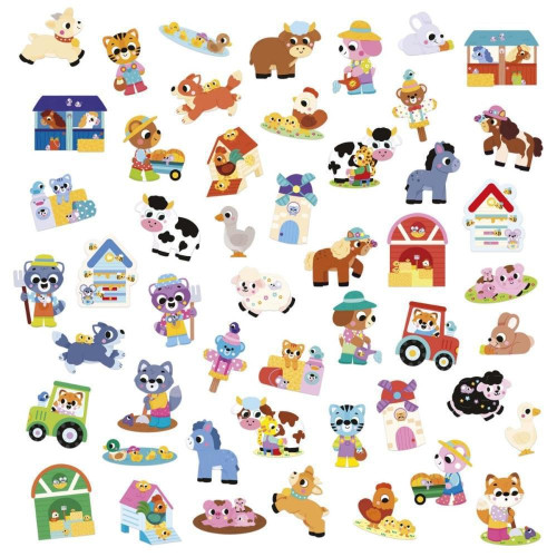 Veľké samolepky Farma 50 ks Stickers Janod