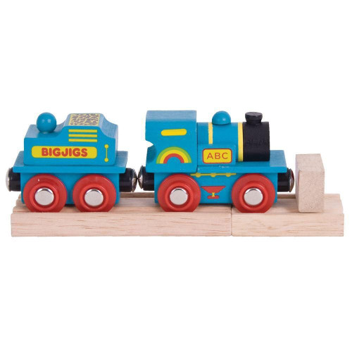 Modrá mašinka s tendrem + 2 koľaje Bigjigs Rail