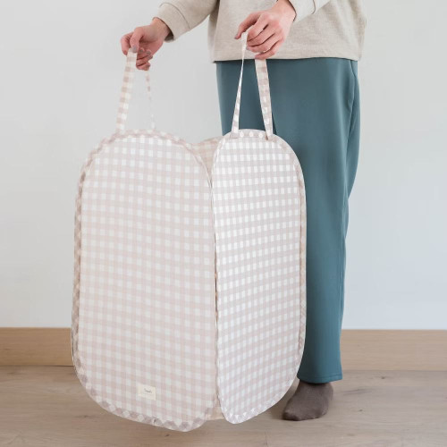 Skladací úložný kôš Recycled Gingham Beige 3 SPROUTS S