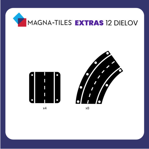 Magnetická stavebnica Xtras Roads 12 dielov Magna Tiles