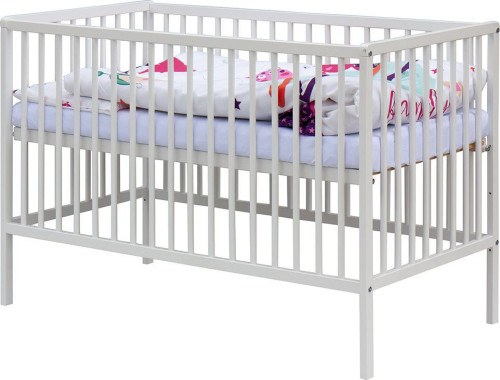 Detská postieľka biela s kompletnou výbavou 120 x 60 cm Moly Scarlett