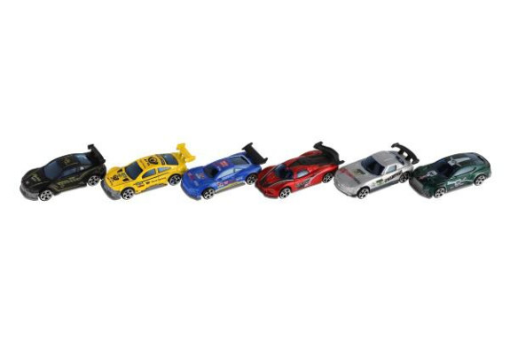Auto závodné 6 ks kov/plast 8 cm na voľný chod