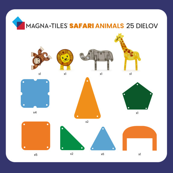 Magnetická stavebnica Safari 25 dielov Magna-tiles