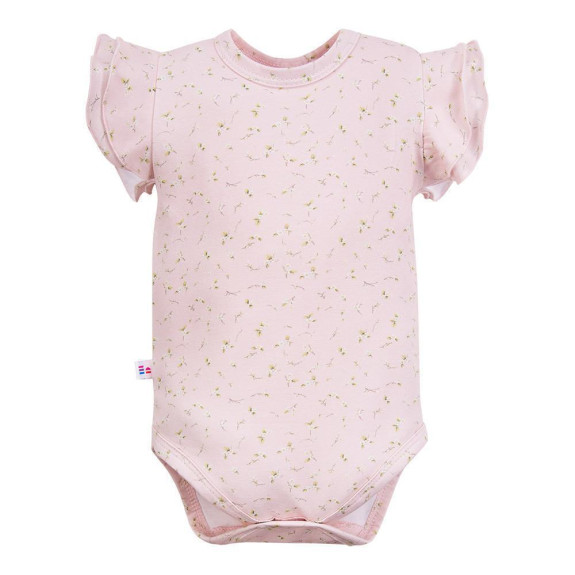Detské body krátky rukáv s volánikmi Meadow kvetinky ružové Eevi