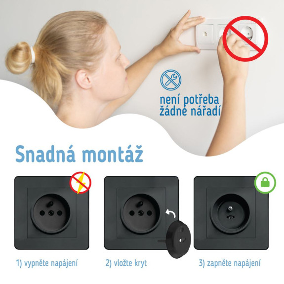 Ochranné kryty na elektrické zásuvky set 12 ks + 2x kľúče Sipo