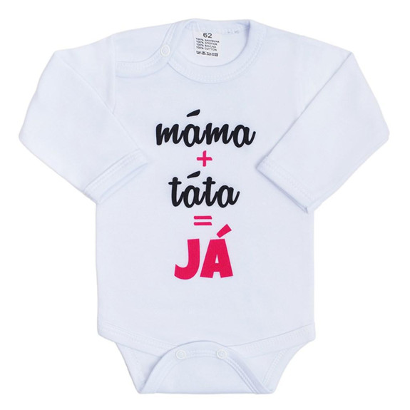 Body s potlačou New Baby mama plus otec rovná sa JA - červená