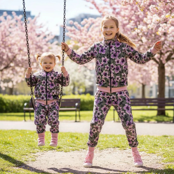 Detské tepláky EasyFit Purple flower zelené