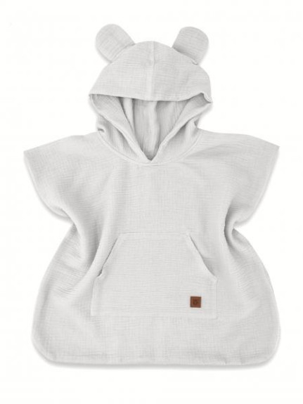 Detské mušelínové pončo lux s kapucňou Teddy rýchloschnúce šedé