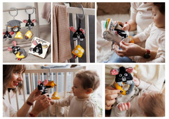 Závesná kontrastná hračka Mouse Baby Ono