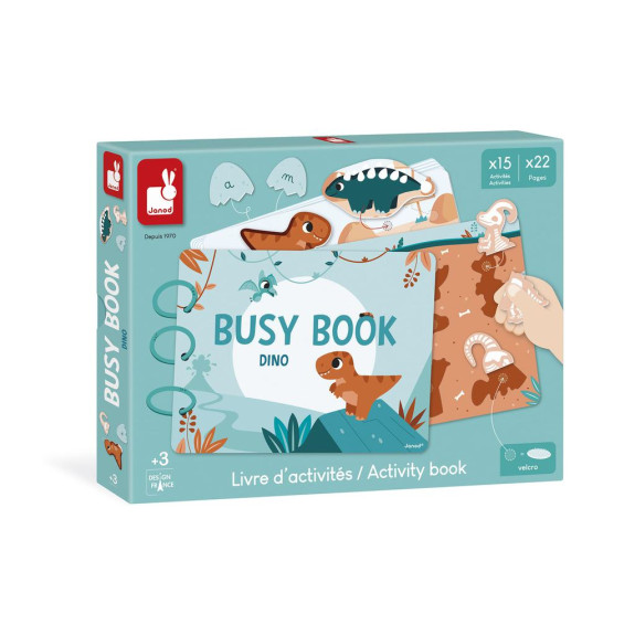 Dino Busy Book interaktívna kniha s aktivitami Janod