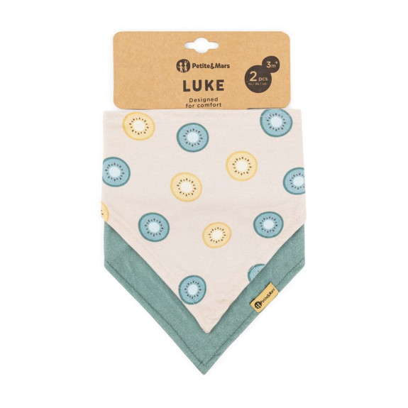Podbradník bandana Luke 2 ks 3 m+ Beige Petite & Mars