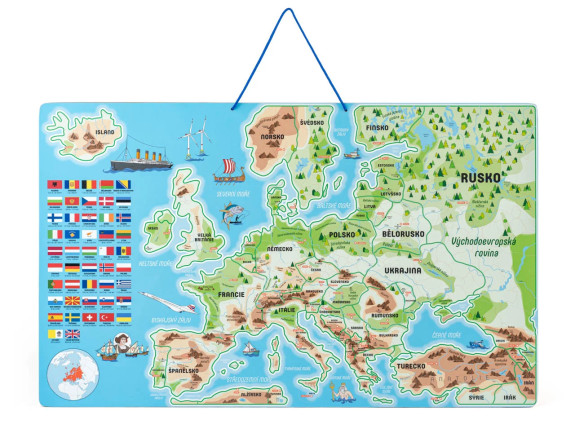 Magnetická mapa EURÓPY, spoločenská hra 3 v 1, ČJ
