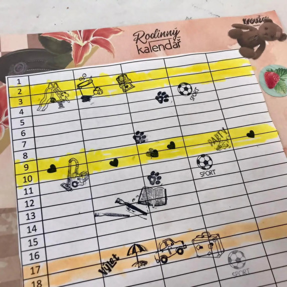 Diárové pečiatky Stampo Bullet Journal 67 ks - Rodinný kalendár Aladine