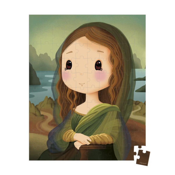 Umelecké puzzle pre deti v kufríku Leonardo da Vinci 100 ks Janod