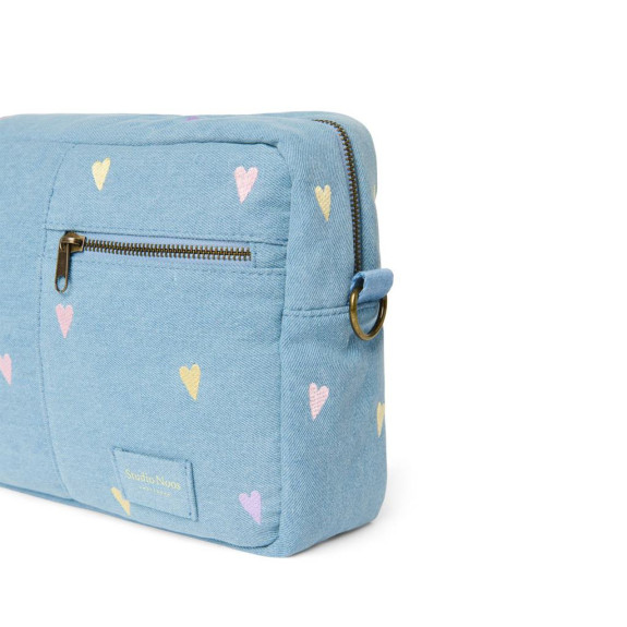 Denim Organizer na kočík Light Blue Hearts Studio Noos