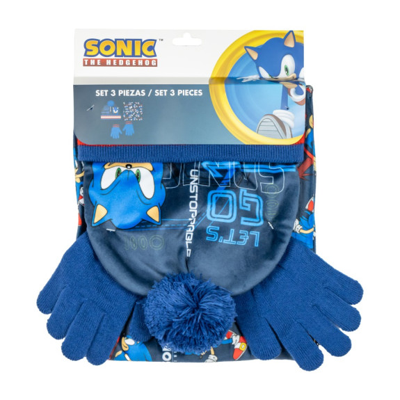 Sada čiapky rukavice a nákrčník Sonic