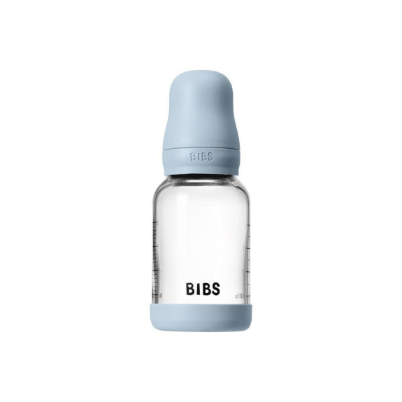 Antikoliková sklenená fľaša s kaučukovým cumlíkom 120 ml Bibs