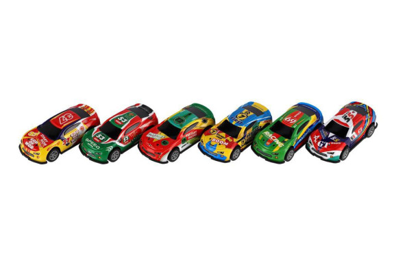 Auto závodné 6 ks kov/plast 7 cm na spätné natiahnutie