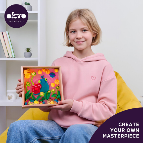 Modelovanie Malý svet v rámčeku motív "Slimák" 21 x 21 cm Okto