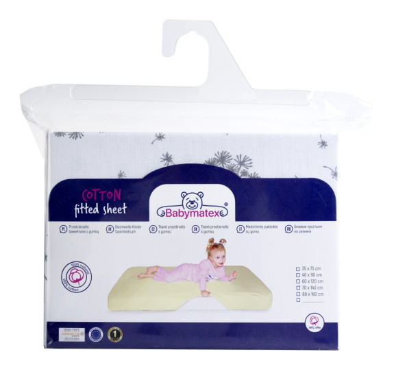 Bavlnená prestieradlo s gumou a potlačou 70 x 140 cm Babymatex