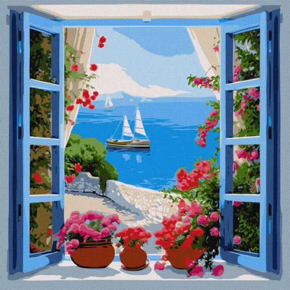 Maľovanie podľa čísel - Výhľad na more 40 x 40 cm