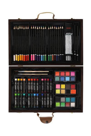Sada na maľovanie - Art box kreatívna sada 79 ks v drevenom kufríku
