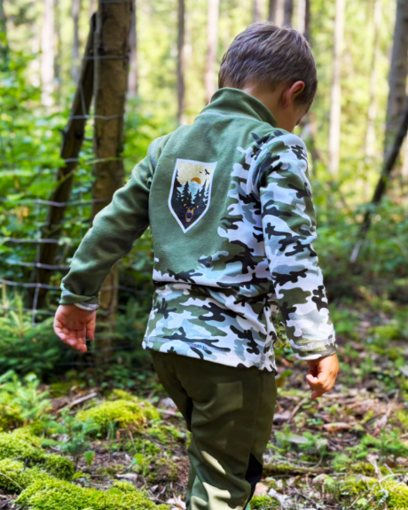 Fleecová mikina detská Maskáč khaki Wamu