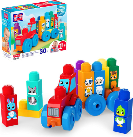 Traktor so zvieratkami Mega Bloks