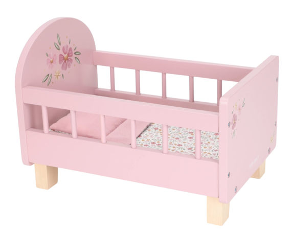 Postieľka pre bábiky drevená s perinkou Pink Little Dutch