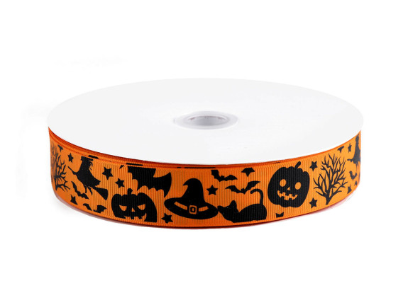 Rypsová stuha Halloween šírka 25 mm oranžová tekvica