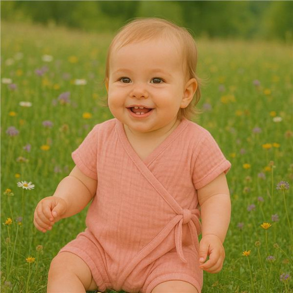 Dojčenský letný mušelínový overal New Baby pink