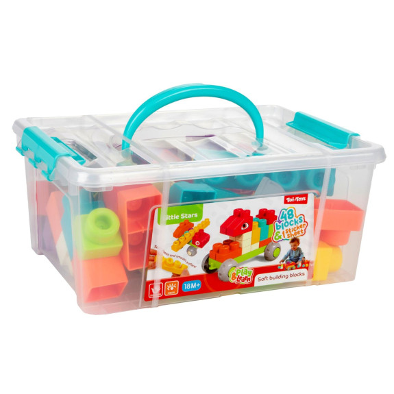 Kocky stavebnice 48 ks plastové v plastovom kufríku 26 x 12 x 19 cm