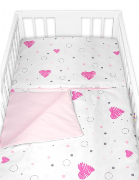 Mantinel s obliečkami 3dielna bavlnená sada I love Girl ružová Baby Nellys