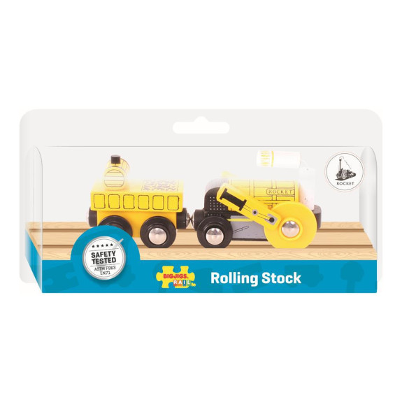 Replika historickej lokomotívy Rocket + 2 koľaje Bigjigs Rail