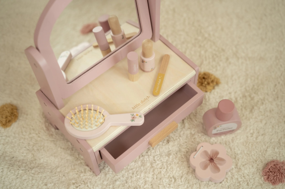 Toaletný stolček drevený Pink Little Dutch