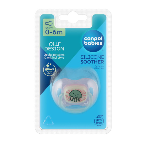 Cumlík svietiaci silikónový čerešnička Love & Sea Canpol babies